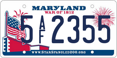 MD license plate 5AF2355