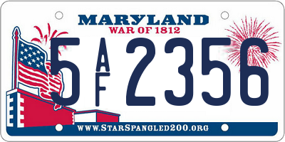 MD license plate 5AF2356