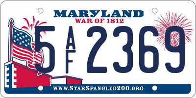 MD license plate 5AF2369