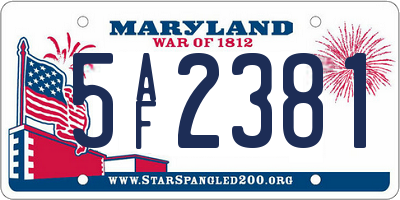 MD license plate 5AF2381