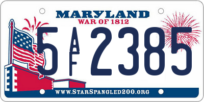 MD license plate 5AF2385