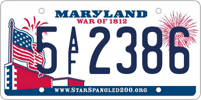 MD license plate 5AF2386