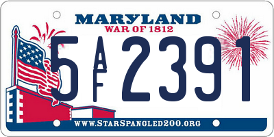 MD license plate 5AF2391