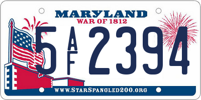 MD license plate 5AF2394