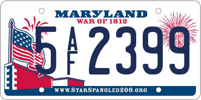 MD license plate 5AF2399
