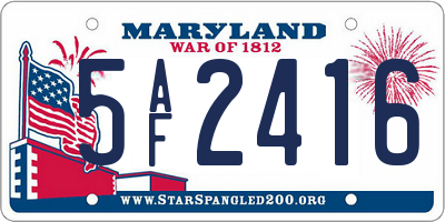 MD license plate 5AF2416