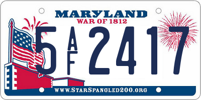 MD license plate 5AF2417