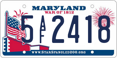 MD license plate 5AF2418
