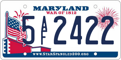 MD license plate 5AF2422