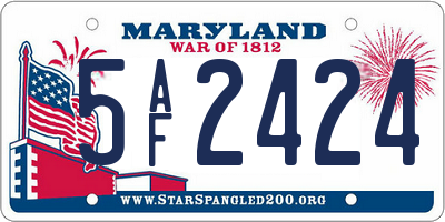 MD license plate 5AF2424
