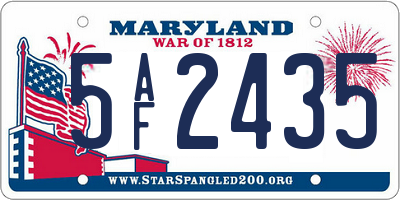 MD license plate 5AF2435