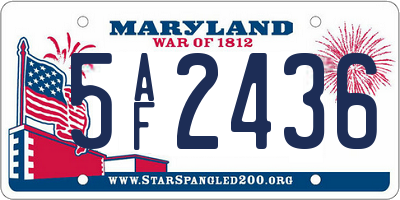 MD license plate 5AF2436