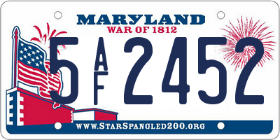 MD license plate 5AF2452