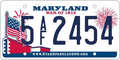MD license plate 5AF2454