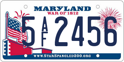 MD license plate 5AF2456