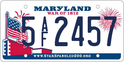 MD license plate 5AF2457