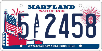 MD license plate 5AF2458