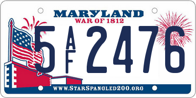 MD license plate 5AF2476