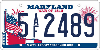 MD license plate 5AF2489