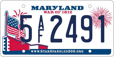 MD license plate 5AF2491