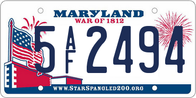 MD license plate 5AF2494