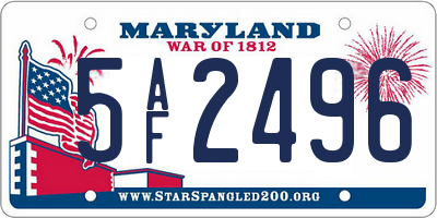 MD license plate 5AF2496