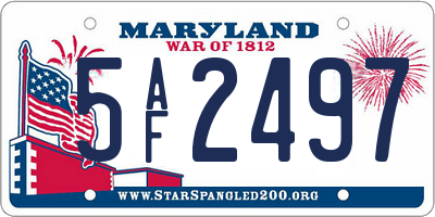 MD license plate 5AF2497