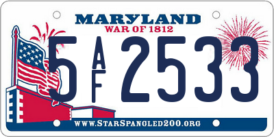 MD license plate 5AF2533
