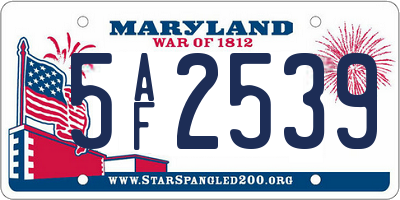 MD license plate 5AF2539