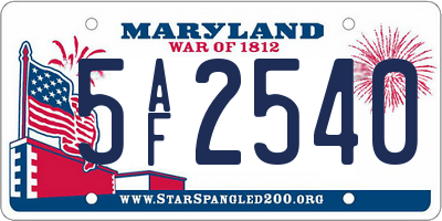 MD license plate 5AF2540