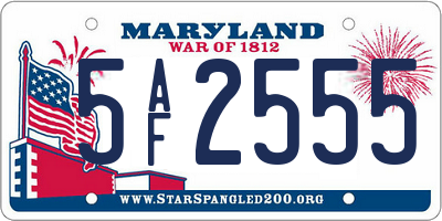 MD license plate 5AF2555