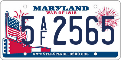 MD license plate 5AF2565