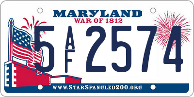MD license plate 5AF2574