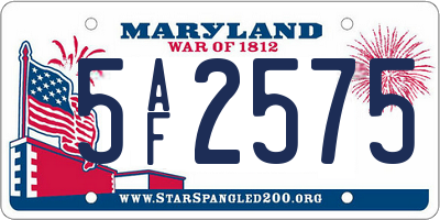 MD license plate 5AF2575
