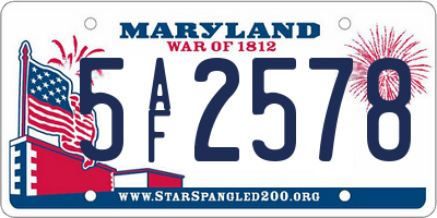 MD license plate 5AF2578