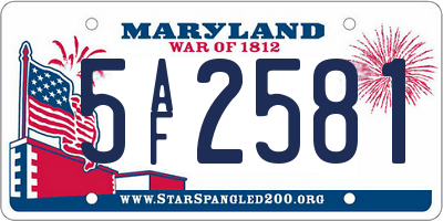MD license plate 5AF2581