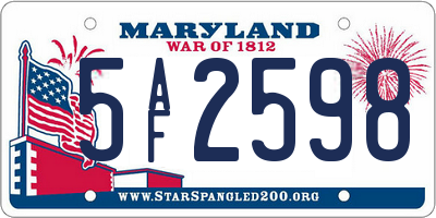 MD license plate 5AF2598