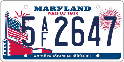 MD license plate 5AF2647