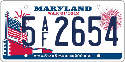 MD license plate 5AF2654