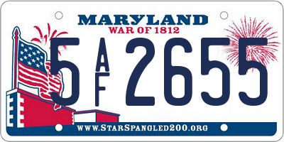 MD license plate 5AF2655