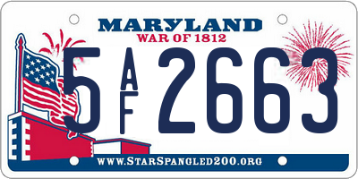 MD license plate 5AF2663