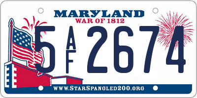 MD license plate 5AF2674