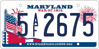 MD license plate 5AF2675