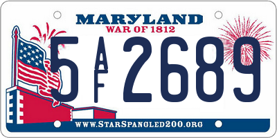 MD license plate 5AF2689
