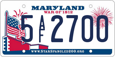 MD license plate 5AF2700