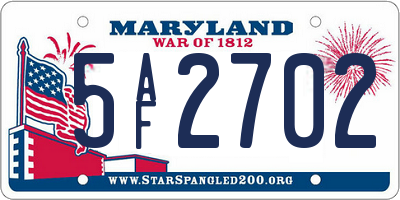 MD license plate 5AF2702