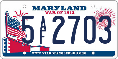 MD license plate 5AF2703