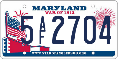 MD license plate 5AF2704