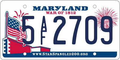 MD license plate 5AF2709