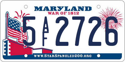 MD license plate 5AF2726